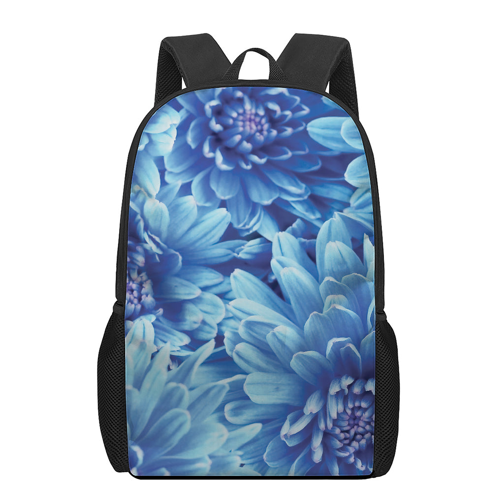 Blue Chrysanthemum Flower Print 17 Inch Backpack