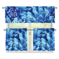 Blue Chrysanthemum Flower Print 3 Piece Kitchen Curtains