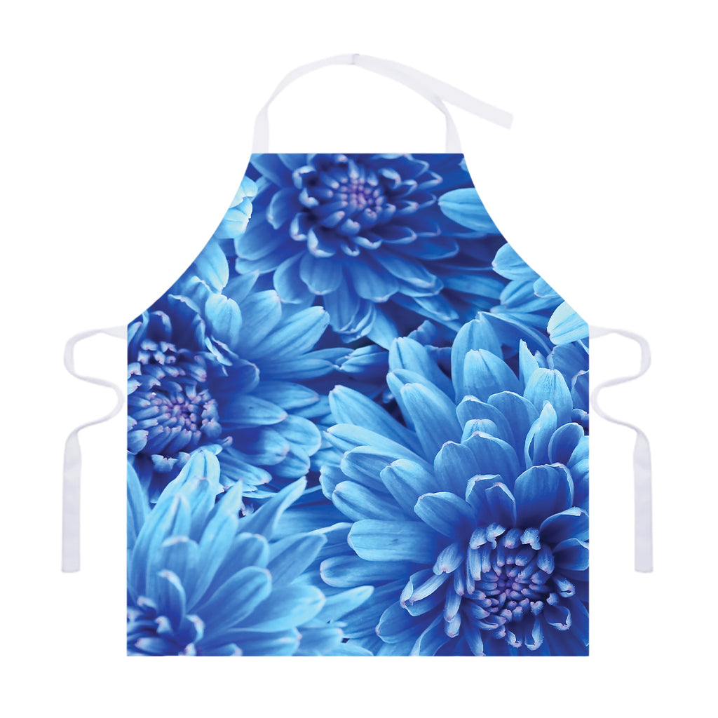 Blue Chrysanthemum Flower Print Adjustable Apron