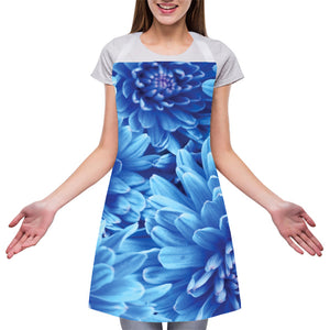 Blue Chrysanthemum Flower Print Adjustable Apron