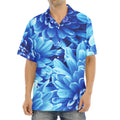 Blue Chrysanthemum Flower Print Aloha Shirt