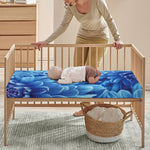 Blue Chrysanthemum Flower Print Baby Crib Sheet