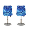 Blue Chrysanthemum Flower Print Bar Stool Covers