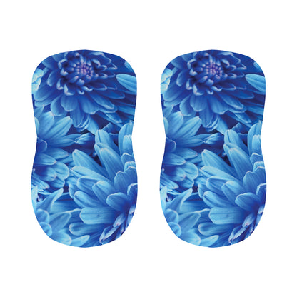 Blue Chrysanthemum Flower Print Bar Stool Covers