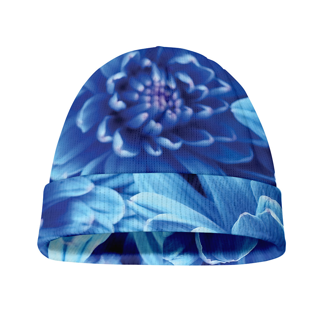 Blue Chrysanthemum Flower Print Beanie