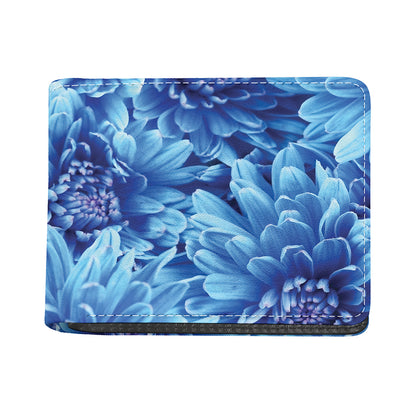 Blue Chrysanthemum Flower Print Bifold Wallet