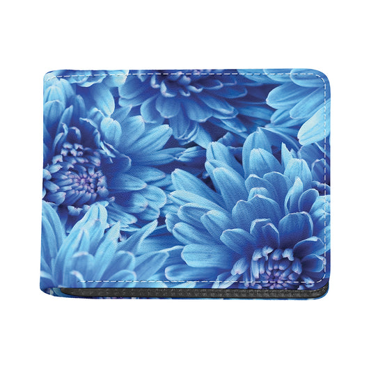 Blue Chrysanthemum Flower Print Bifold Wallet