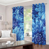 Blue Chrysanthemum Flower Print Blackout Grommet Curtains