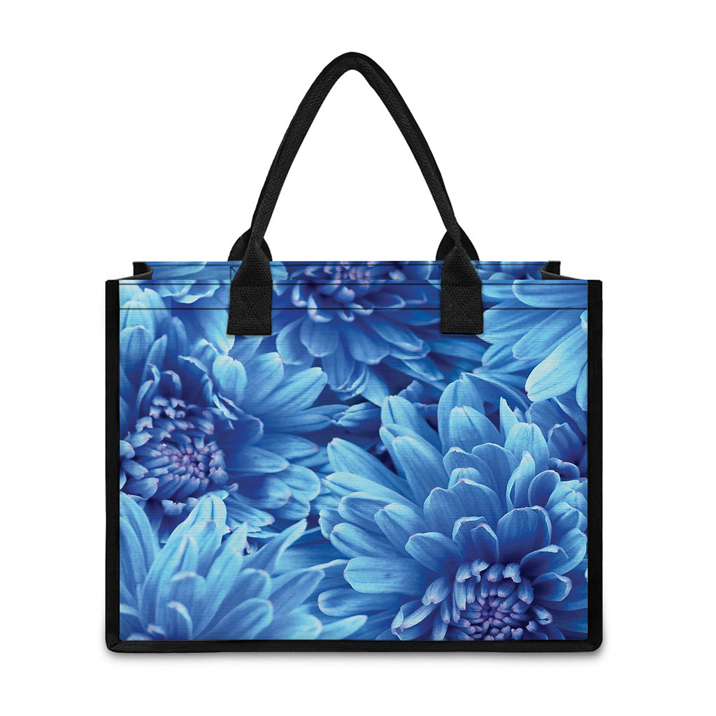 Blue Chrysanthemum Flower Print Canvas Tote Bag