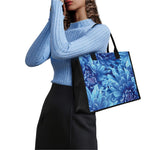 Blue Chrysanthemum Flower Print Canvas Tote Bag