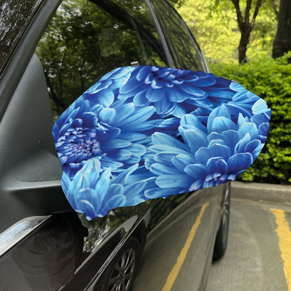 Blue Chrysanthemum Flower Print Car Side Mirror Covers
