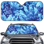 Blue Chrysanthemum Flower Print Car Windshield Sun Shade