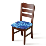 Blue Chrysanthemum Flower Print Chair Cushion Cover