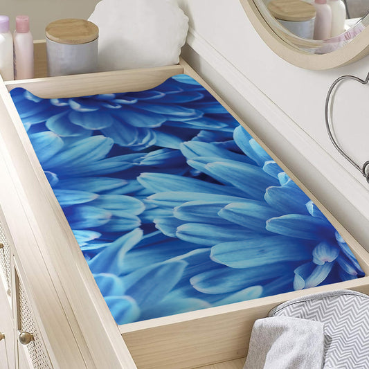 Blue Chrysanthemum Flower Print Changing Pad Cover