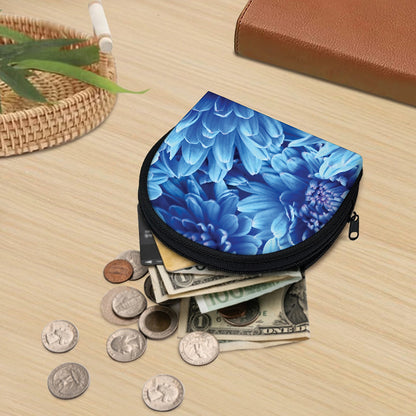 Blue Chrysanthemum Flower Print Coin Purse