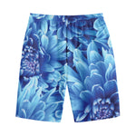 Blue Chrysanthemum Flower Print Cotton Shorts