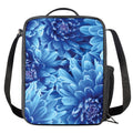 Blue Chrysanthemum Flower Print Crossbody Lunch Bag