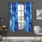 Blue Chrysanthemum Flower Print Curtain