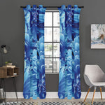 Blue Chrysanthemum Flower Print Curtain