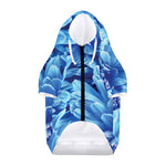 Blue Chrysanthemum Flower Print Dog Zip Up Hoodie