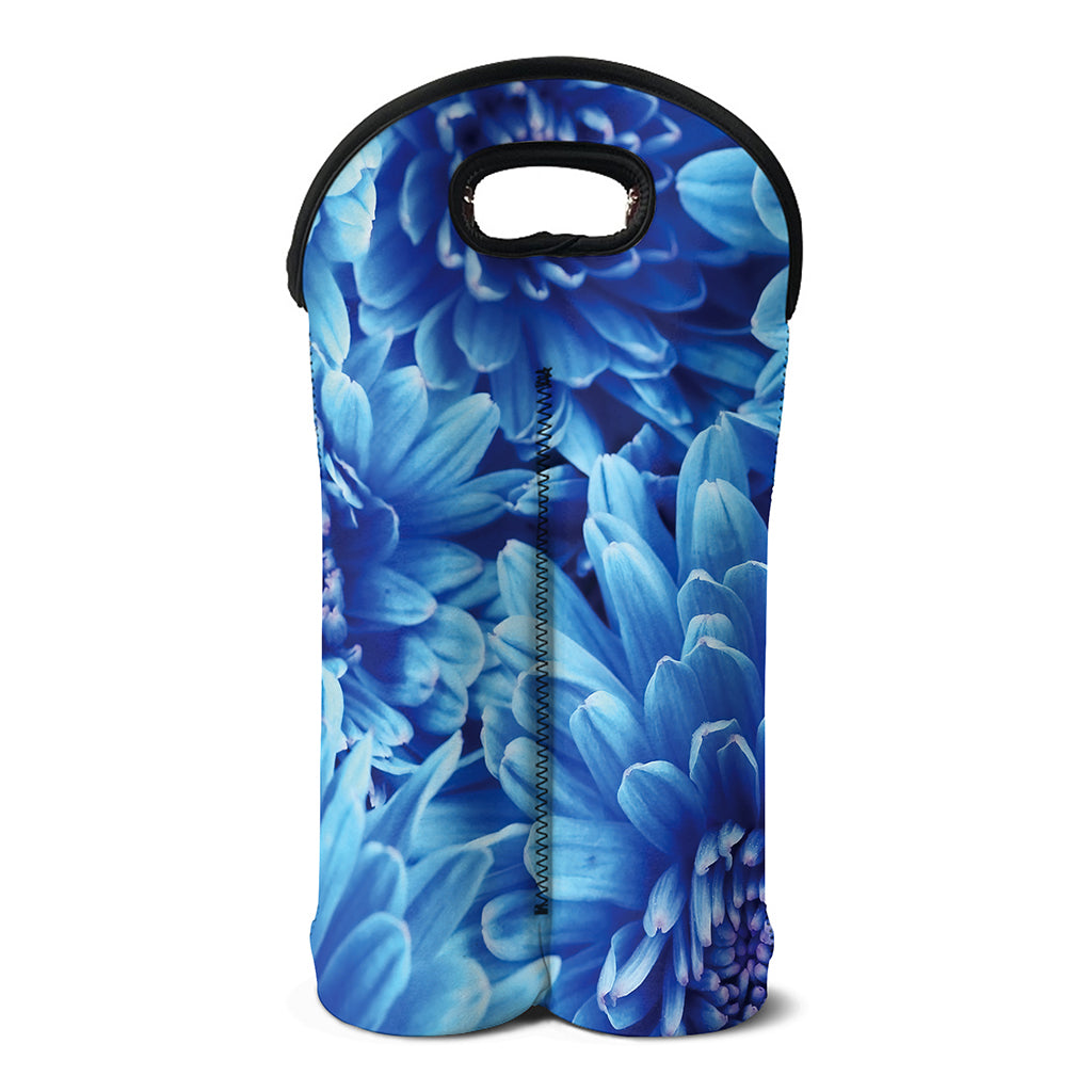 Blue Chrysanthemum Flower Print Double Neoprene Wine Tote
