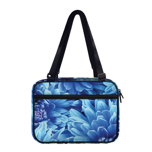 Blue Chrysanthemum Flower Print Double Strap Bible Bag