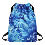 Blue Chrysanthemum Flower Print Drawstring Backpack