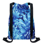 Blue Chrysanthemum Flower Print Drawstring Backpack