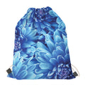 Blue Chrysanthemum Flower Print Drawstring Bag