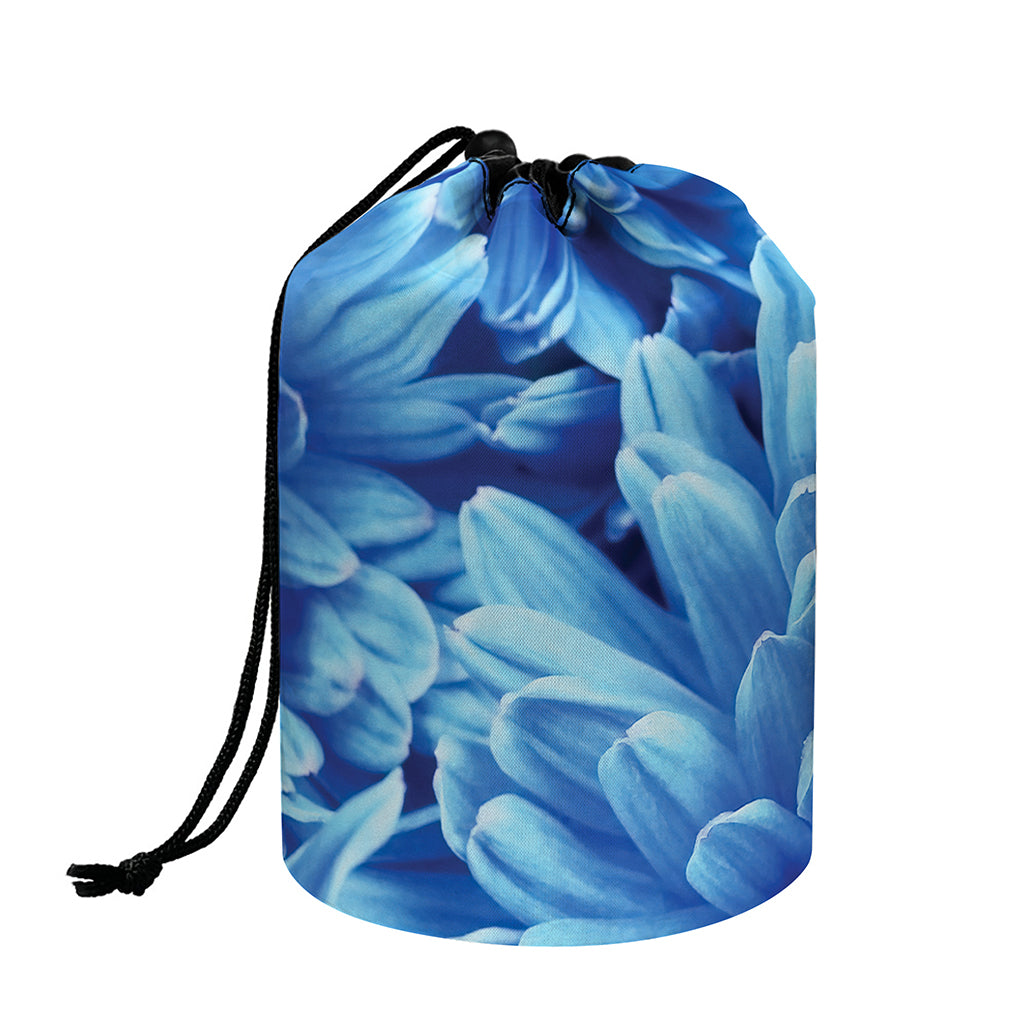 Blue Chrysanthemum Flower Print Drawstring Makeup Bag