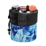 Blue Chrysanthemum Flower Print Drawstring Makeup Bag