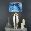 Blue Chrysanthemum Flower Print Drum Lamp Shade