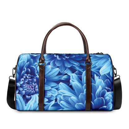 Blue Chrysanthemum Flower Print Duffle Bag