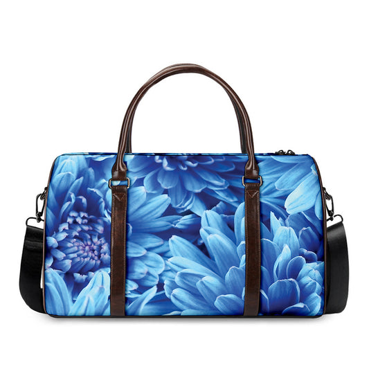 Blue Chrysanthemum Flower Print Duffle Bag