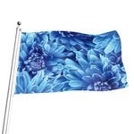 Blue Chrysanthemum Flower Print Flag