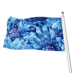 Blue Chrysanthemum Flower Print Flag