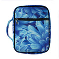 Blue Chrysanthemum Flower Print Front Pocket Bible Bag