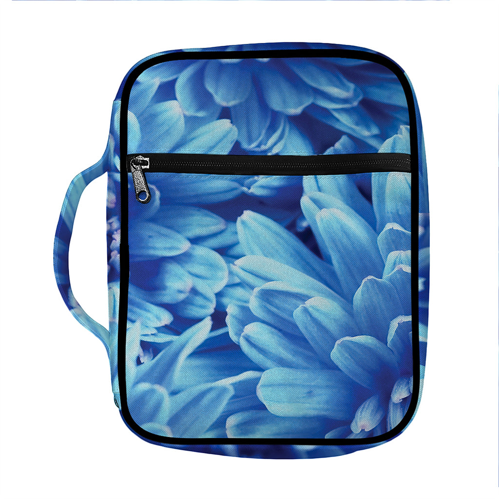 Blue Chrysanthemum Flower Print Front Pocket Bible Bag
