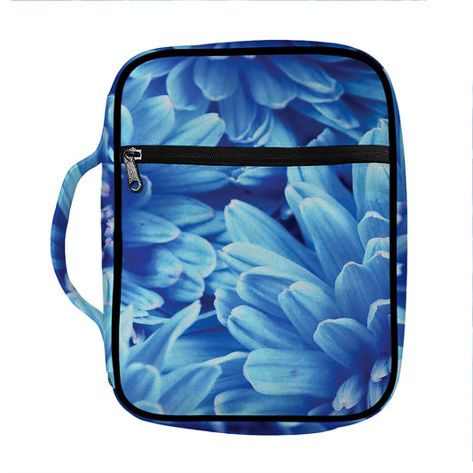 Blue Chrysanthemum Flower Print Front Pocket Bible Bag