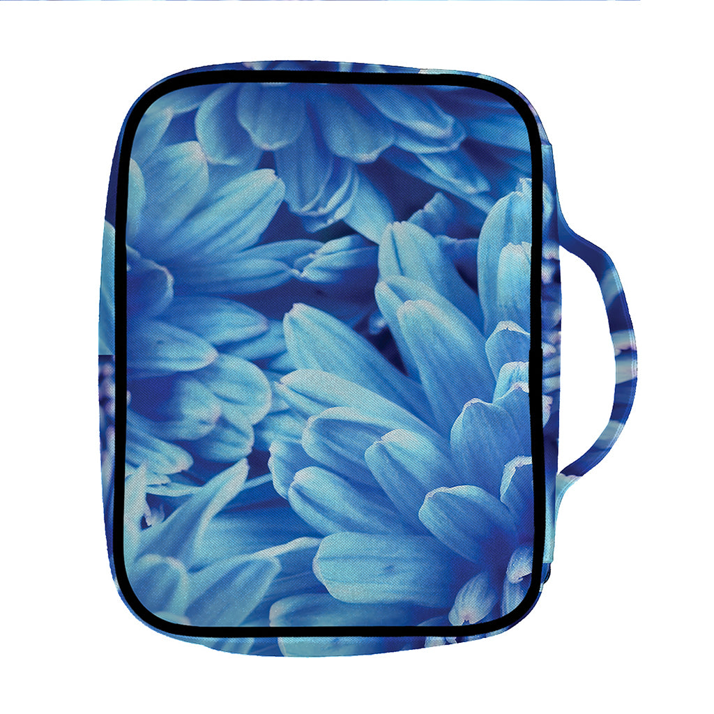 Blue Chrysanthemum Flower Print Front Pocket Bible Bag