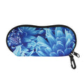 Blue Chrysanthemum Flower Print Glasses Case