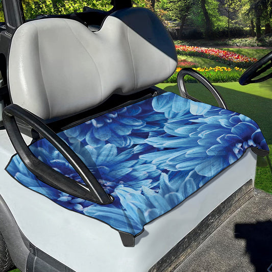 Blue Chrysanthemum Flower Print Golf Cart Seat Cover