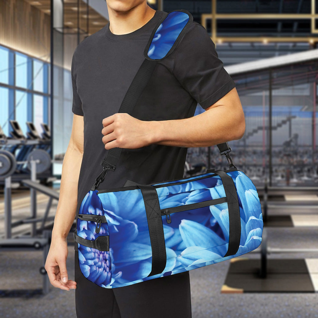 Blue Chrysanthemum Flower Print Gym Bag