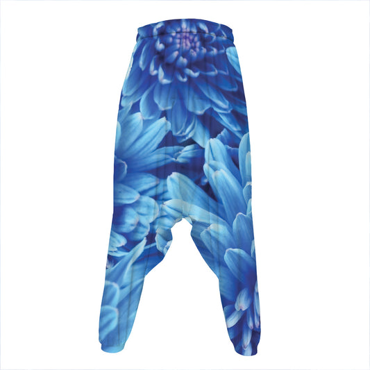 Blue Chrysanthemum Flower Print Hammer Pants