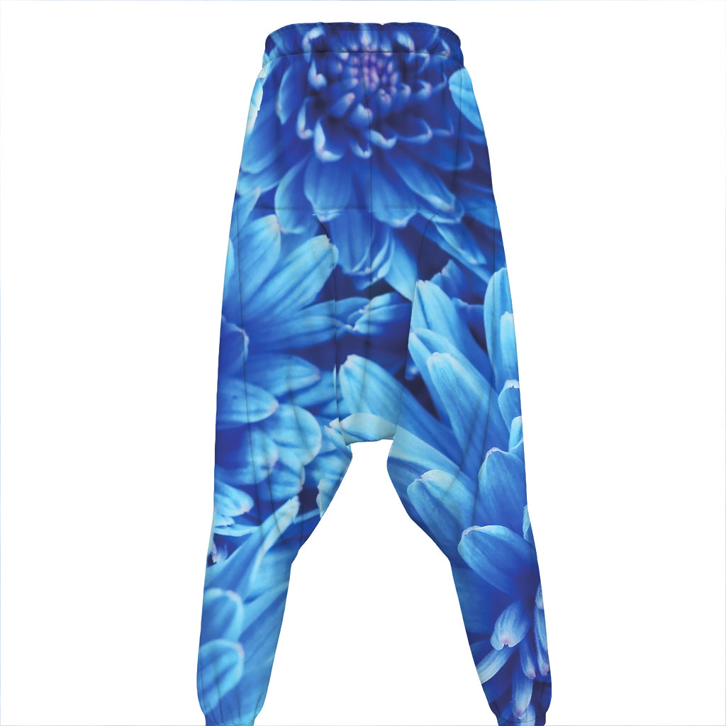 Blue Chrysanthemum Flower Print Hammer Pants
