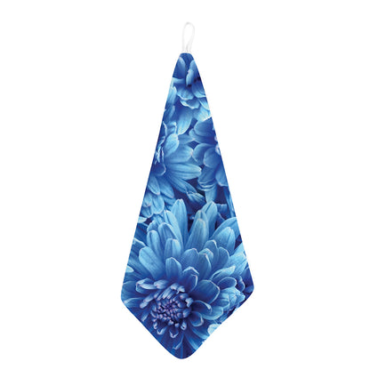 Blue Chrysanthemum Flower Print Hand Towel