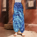 Blue Chrysanthemum Flower Print Harem Pants