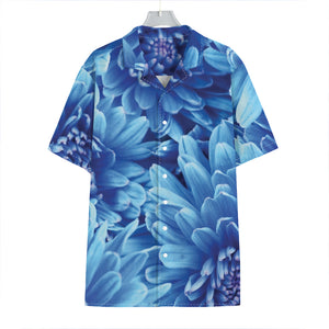 Blue Chrysanthemum Flower Print Hawaiian Shirt