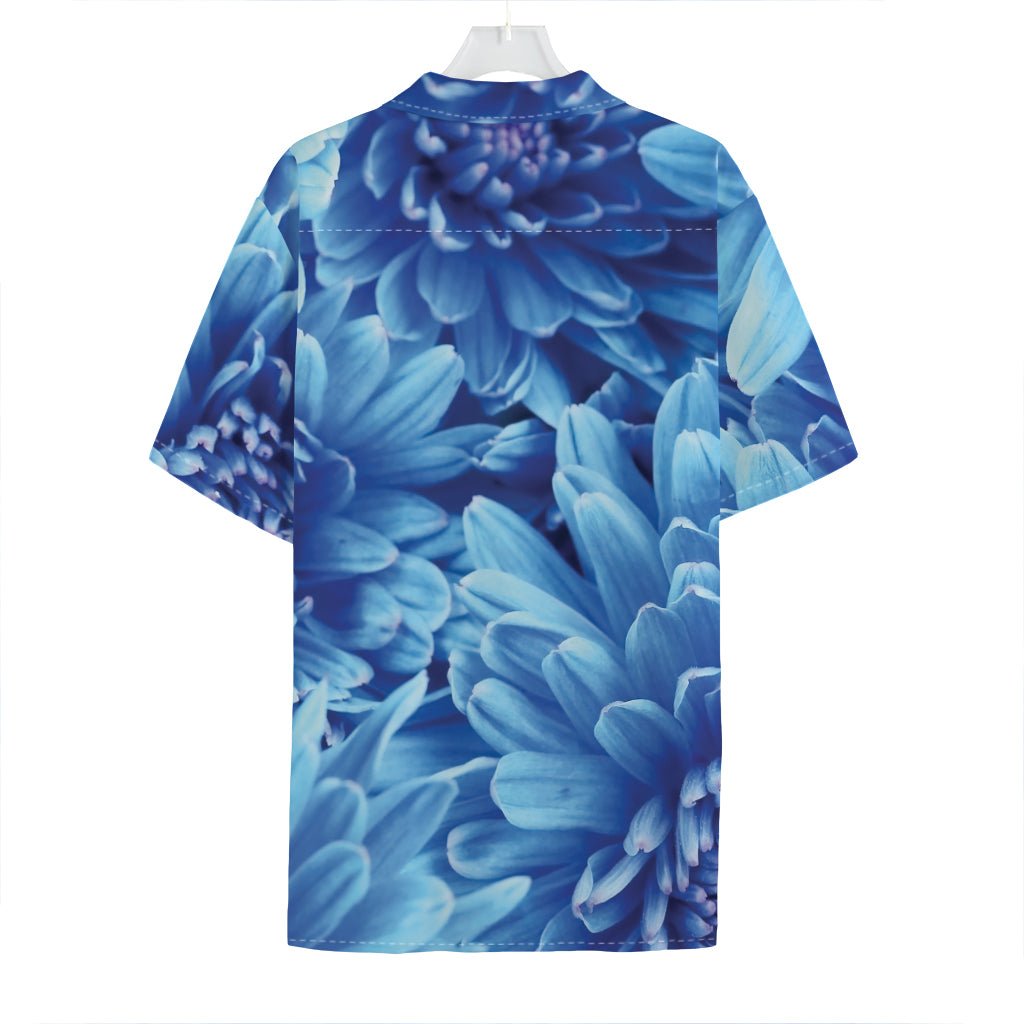 Blue Chrysanthemum Flower Print Hawaiian Shirt