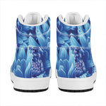 Blue Chrysanthemum Flower Print High Top Leather Sneakers